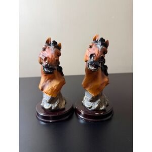Vintage Brown Horse Statue Figurine Twin Set